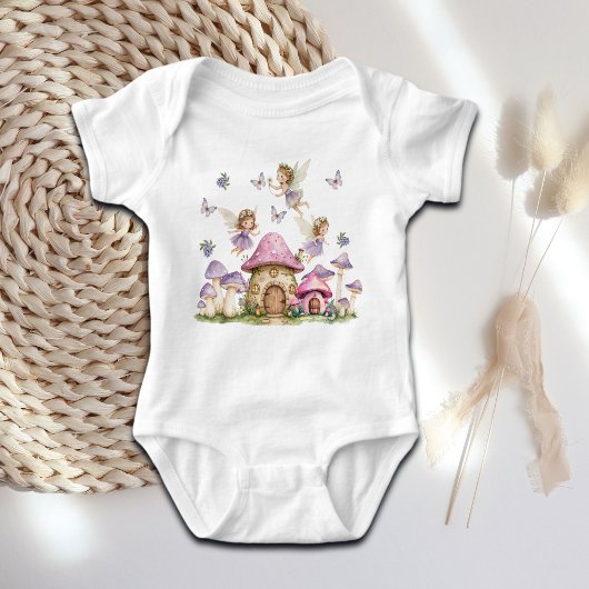 Magic Fairies Pink Mushrooms Baby Strampler