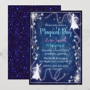 Magic Fairy Blue Starry Night Birthday Party Einladung