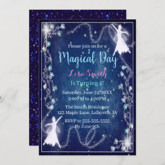 Magic Fairy Blue Starry Night Birthday Party Einladung