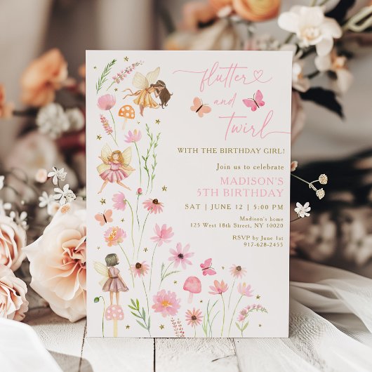 Magic Fairy Garden Floral Geburtstag Einladung