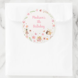 Magic Fairy Garden Floral Geburtstag Runder Aufkleber