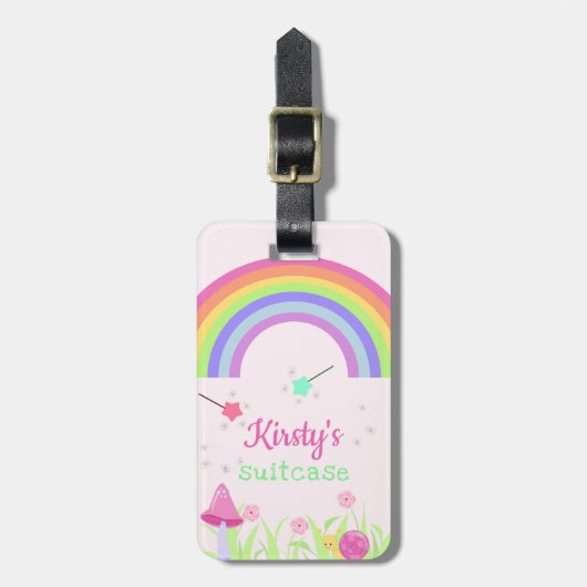 Magic Fairy Rainbow | Personalisierte Kinder / Mäd Gepäckanhänger (Vorderseite vertikal)