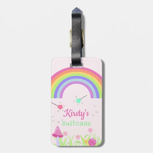 Magic Fairy Rainbow | Personalisierte Kinder / Mäd Gepäckanhänger (Rückseite vertikal)