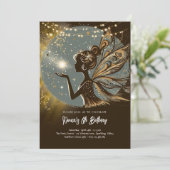 Magic Fairy Silhouette am Kindergeburtstag Einladung (Stehend Vorderseite)