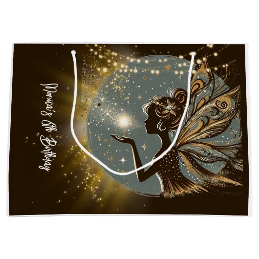 Magic Fairy Silhouette am Kindergeburtstag Große Geschenktüte (Vorderseite)