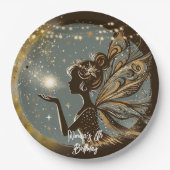 Magic Fairy Silhouette am Kindergeburtstag Pappteller (Vorderseite)