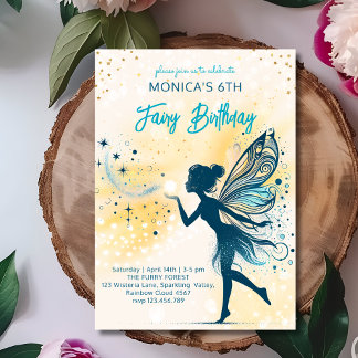 Magic Fairy Staub und Sterne Kindergeburtstag Einladung