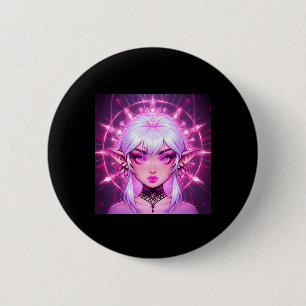 Magic Fantasy Elf Anime Girl Sticker Button