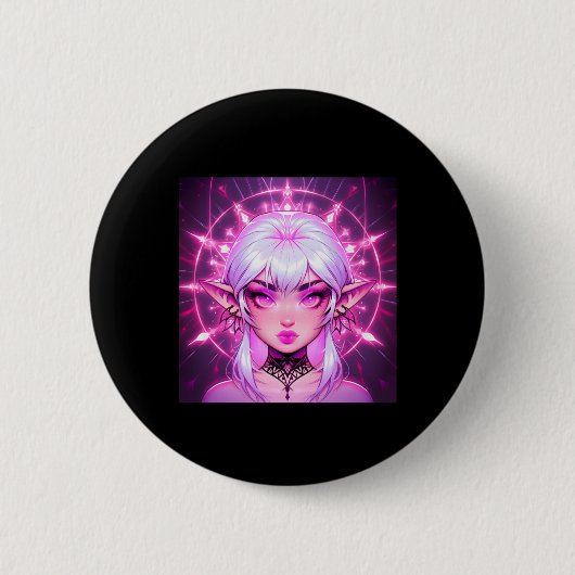 Magic Fantasy Elf Anime Girl Sticker Button (Vorderseite)