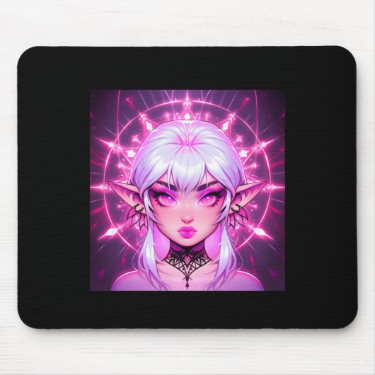 Magic Fantasy Elf Anime Girl Sticker Mousepad (Vorne)