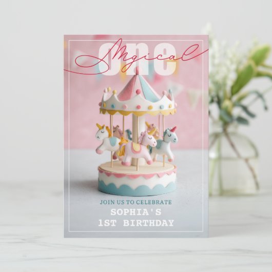 Magic First Birthday Einladung (Stehend Vorderseite)