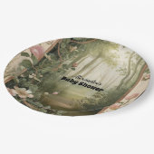 Magic Floral Forest Baby Dusche Pappteller (Schrägansicht)