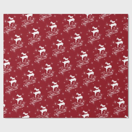 Magic Flying Rentier Weihnachten (rot) Geschenkpapier (Flach)