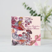 MAGIC FOLLET,MUSHÖME,PINK BOW BABY MÄDCHEN EINLADUNG (Stehend Vorderseite)