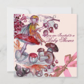 MAGIC FOLLET,MUSHÖME,PINK BOW BABY MÄDCHEN EINLADUNG (Vorderseite)