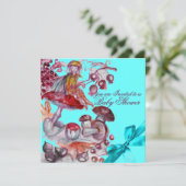 MAGIC FOLLET, MUSHROOME BLAUE RIBBON BABY BOY SHOW EINLADUNG (Stehend Vorderseite)