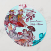 MAGIC FOLLET, MUSHROOME BLAUE RIBBON BABY BOY SHOW EINLADUNG (Vorne/Hinten)