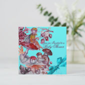 MAGIC FOLLET, MUSHROOME BLAUE RIBBON BABY BOY SHOW EINLADUNG (Stehend Vorderseite)