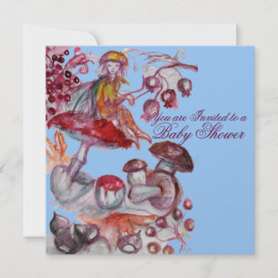 MAGIC FOLLET OF MUSHROOMS BLAUE BABY BOY SHOWER EINLADUNG
