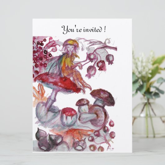 MAGIC FOLLET OF MUSHROOMS Champagner Einladung (Stehend Vorderseite)