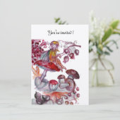 MAGIC FOLLET OF MUSHROOMS, Fantasy Baby Shower Einladung (Stehend Vorderseite)