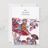 MAGIC FOLLET OF MUSHROOMS, Fantasy Baby Shower Einladung (Rückseite)