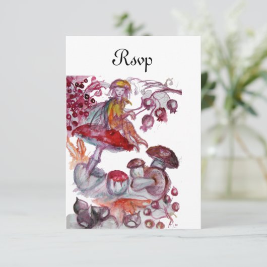 MAGIC FOLLET OF MUSHROOMS Red White Fantasy UAWG Einladung (Stehend Vorderseite)