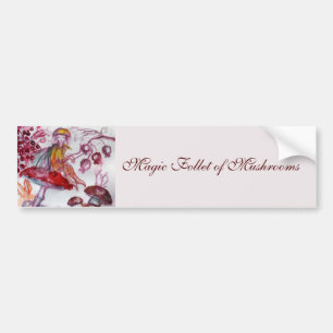 MAGIC FOLLET OF MUSHROOMS Red White Floral Fantasy Autoaufkleber