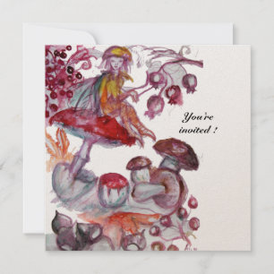 MAGIC FOLLET OF MUSHROOMS Red White Floral Fantasy Einladung