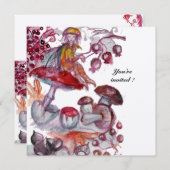 MAGIC FOLLET OF MUSHROOMS Red White Floral Fantasy Einladung (Vorne/Hinten)