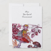 MAGIC FOLLET OF MUSHROOMS Red White Floral Fantasy Einladung (Rückseite)