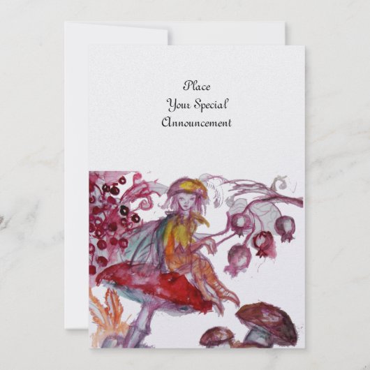 MAGIC FOLLET OF MUSHROOMS Red White Floral Fantasy Einladung (Rückseite)