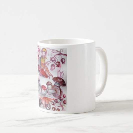 MAGIC FOLLET OF MUSHROOMS Red White Floral Fantasy Kaffeetasse (VorderseiteRechts)