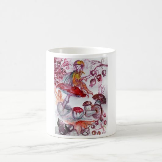 MAGIC FOLLET OF MUSHROOMS Red White Floral Fantasy Kaffeetasse (Mittel)