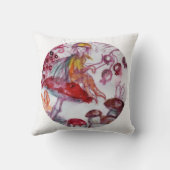 MAGIC FOLLET OF MUSHROOMS Red White Floral Fantasy Kissen (Rückseite)