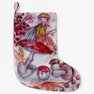 MAGIC FOLLET OF MUSHROOMS Red White Floral Fantasy Kleiner Weihnachtsstrumpf