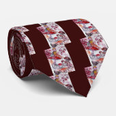 MAGIC FOLLET OF MUSHROOMS Red White Floral Fantasy Krawatte (Gerollt)