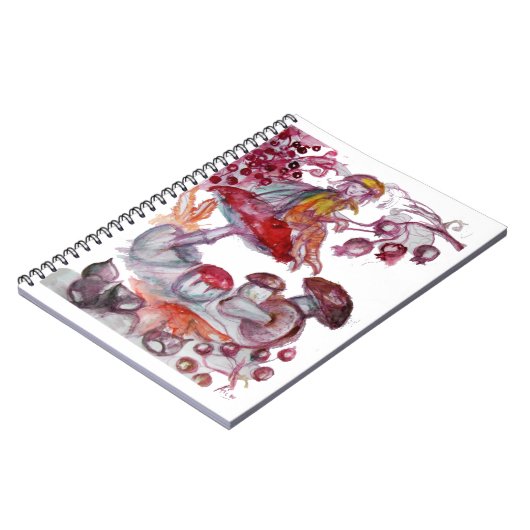 MAGIC FOLLET OF MUSHROOMS Red White Floral Fantasy Notizblock (Linke Seite)