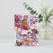 MAGIC FOLLET OF MUSHROOMS Red White Floral Fantasy Postkarte (Stehend Vorderseite)