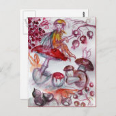 MAGIC FOLLET OF MUSHROOMS Red White Floral Fantasy Postkarte (Vorne/Hinten)