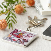 MAGIC FOLLET OF MUSHROOMS Red White Floral Fantasy Schlüsselanhänger (Seite)