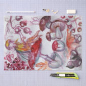 MAGIC FOLLET OF MUSHROOMS Red White Floral Fantasy Seidenpapier (Handwerk)