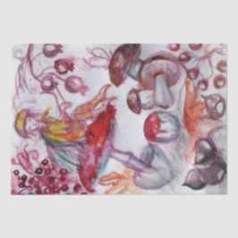 MAGIC FOLLET OF MUSHROOMS Red White Floral Fantasy Seidenpapier