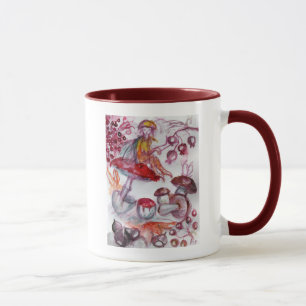 MAGIC FOLLET OF MUSHROOMS Red White Floral Fantasy Tasse