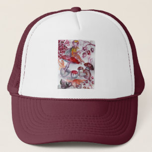 MAGIC FOLLET OF MUSHROOMS Red White Floral Fantasy Truckerkappe