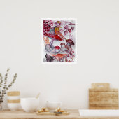 MAGIC FOLLET OF MUSHROOMS Whire Red Floral Fantasy Poster (Küche)