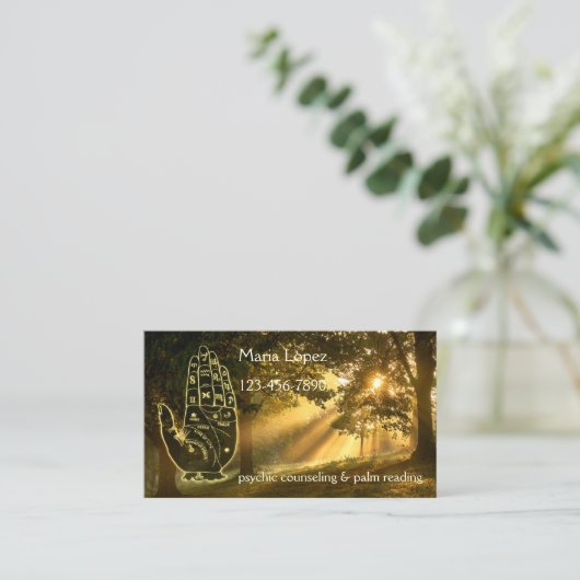 Magic Forest Palm Reader Business Card Visitenkarte (Stehend Vorderseite)