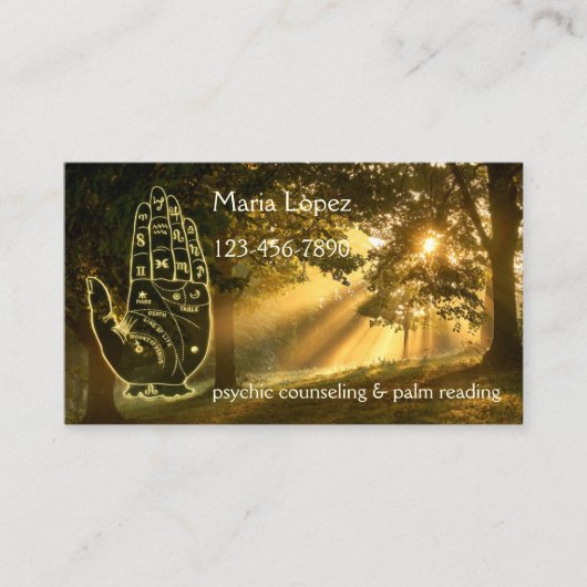 Magic Forest Palm Reader Business Card Visitenkarte (Vorderseite)