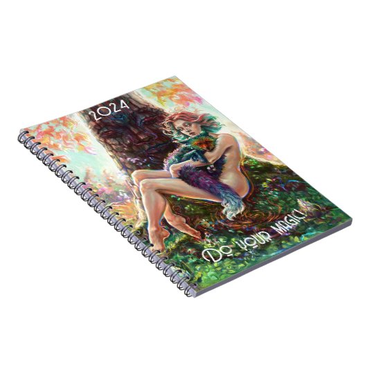 Magic fox Fantasy-Walddarstellung 2024 Notizblock (Rechte Seite)