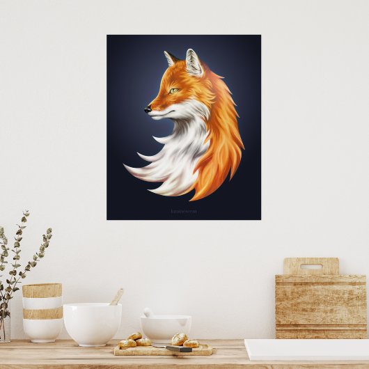 Magic Fox Navy Art Poster (Küche)